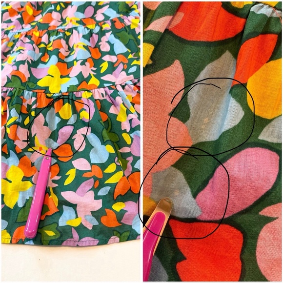 J.Crew Size XS Tassel Dress Confetti Green Floral Organic Cotton Tiered Midi - Picture 14 of 16